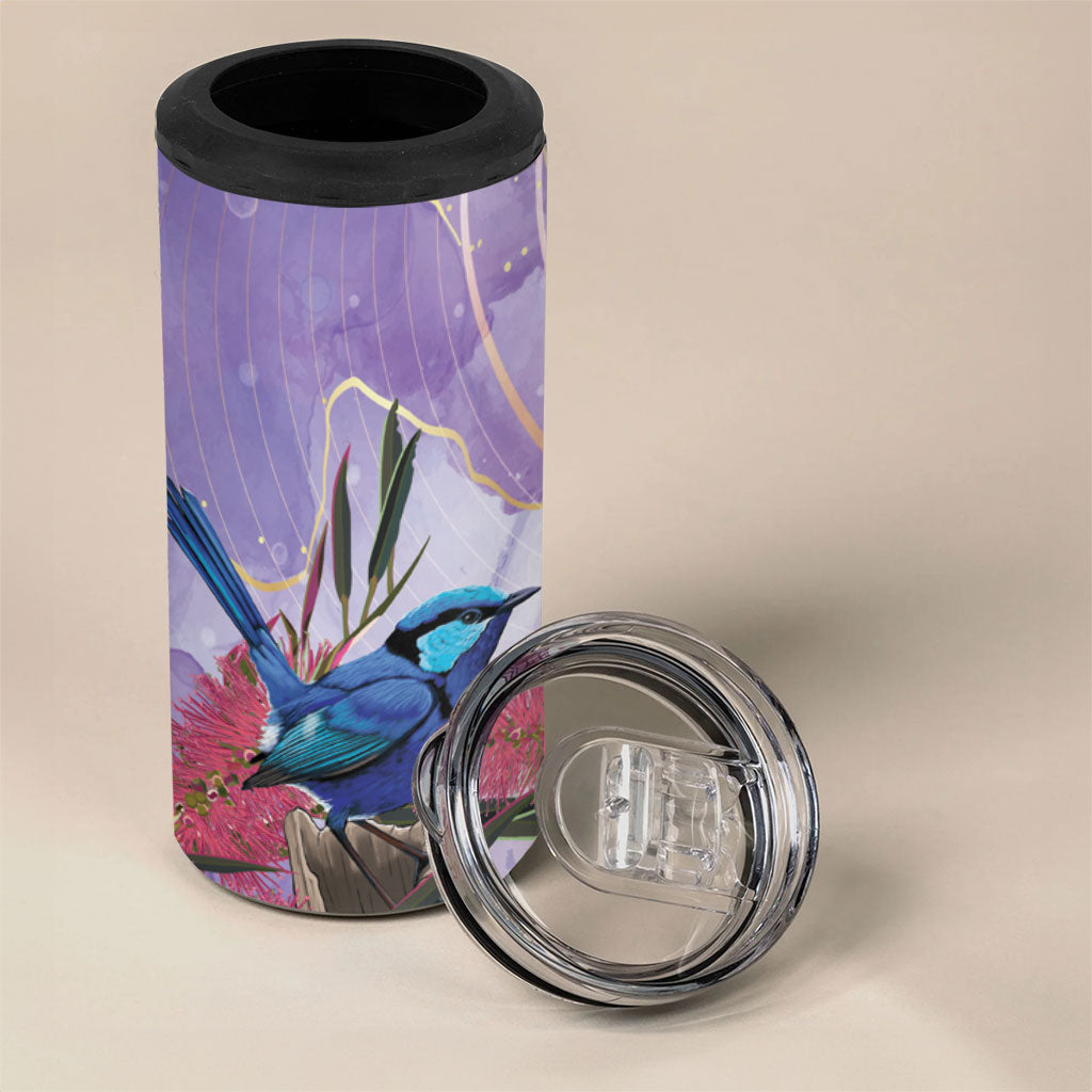Australia Splendid Fairy Wren on Eucalyptus 4 in 1 Can Cooler Tumbler Epilepsy Prevention