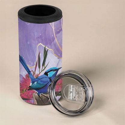 Australia Splendid Fairy Wren on Eucalyptus 4 in 1 Can Cooler Tumbler Epilepsy Prevention
