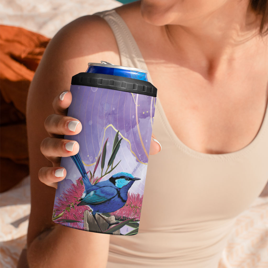 Australia Splendid Fairy Wren on Eucalyptus 4 in 1 Can Cooler Tumbler Epilepsy Prevention