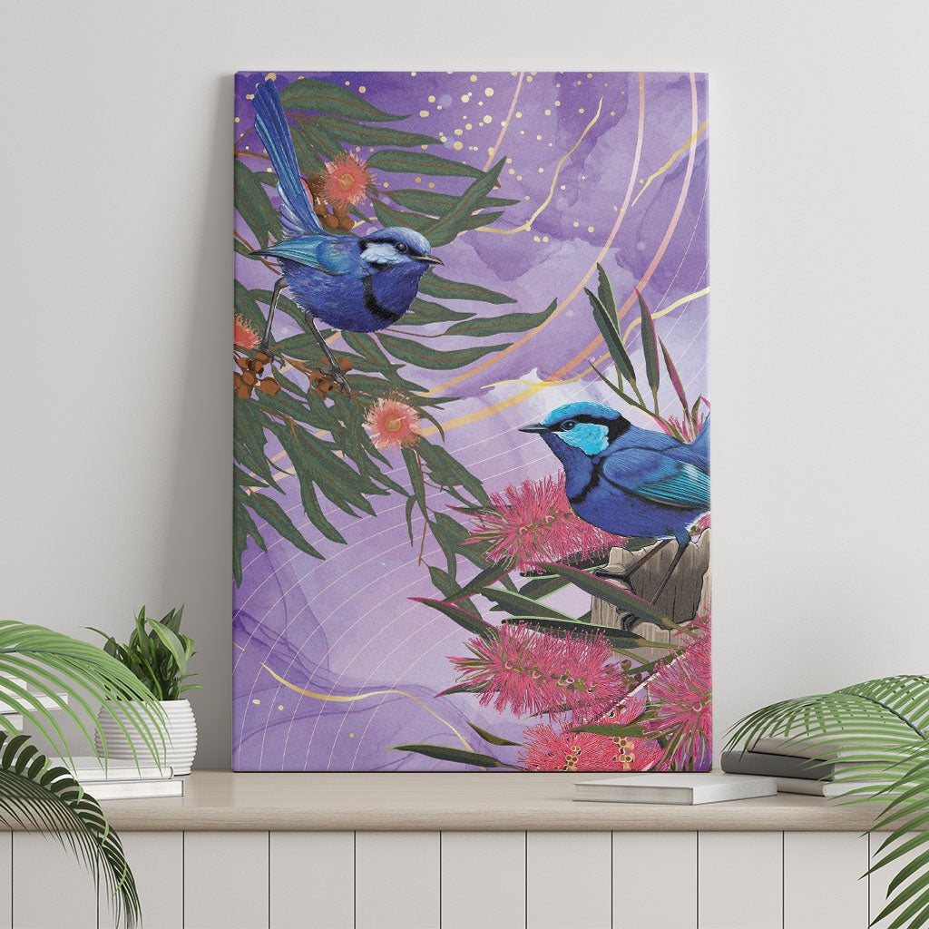 Australia Splendid Fairy Wren on Eucalyptus Canvas Wall Art Epilepsy Prevention