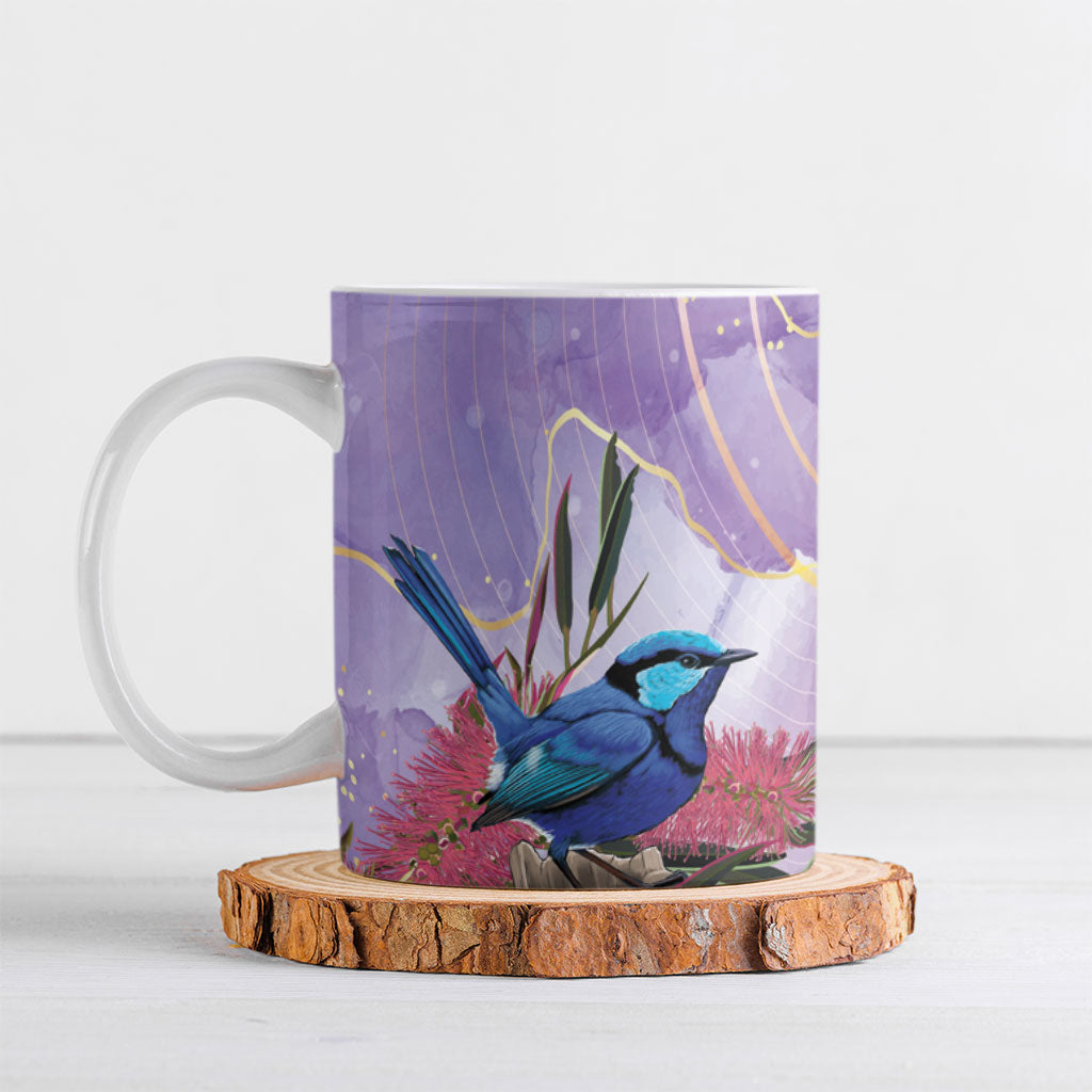 Australia Splendid Fairy Wren on Eucalyptus Ceramic Mug Epilepsy Prevention