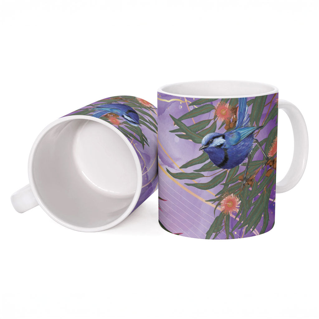 Australia Splendid Fairy Wren on Eucalyptus Ceramic Mug Epilepsy Prevention