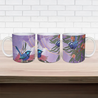 Australia Splendid Fairy Wren on Eucalyptus Ceramic Mug Epilepsy Prevention