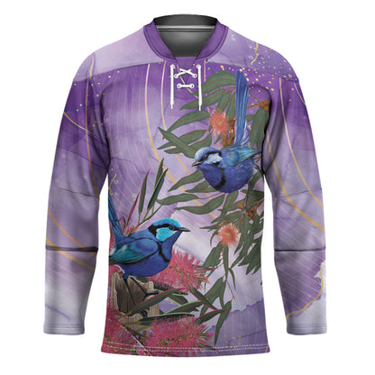Australia Splendid Fairy Wren on Eucalyptus Hockey Jersey Epilepsy Prevention