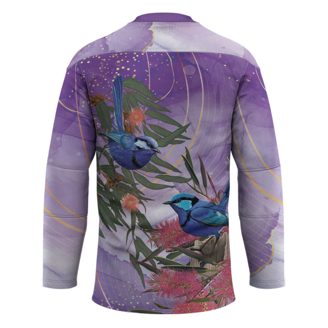 Australia Splendid Fairy Wren on Eucalyptus Hockey Jersey Epilepsy Prevention