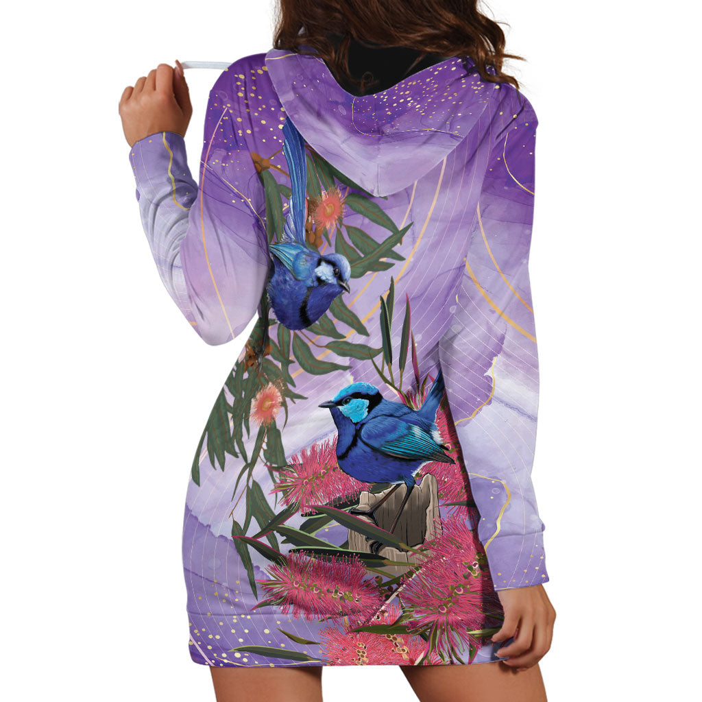Australia Splendid Fairy Wren on Eucalyptus Hoodie Dress Epilepsy Prevention