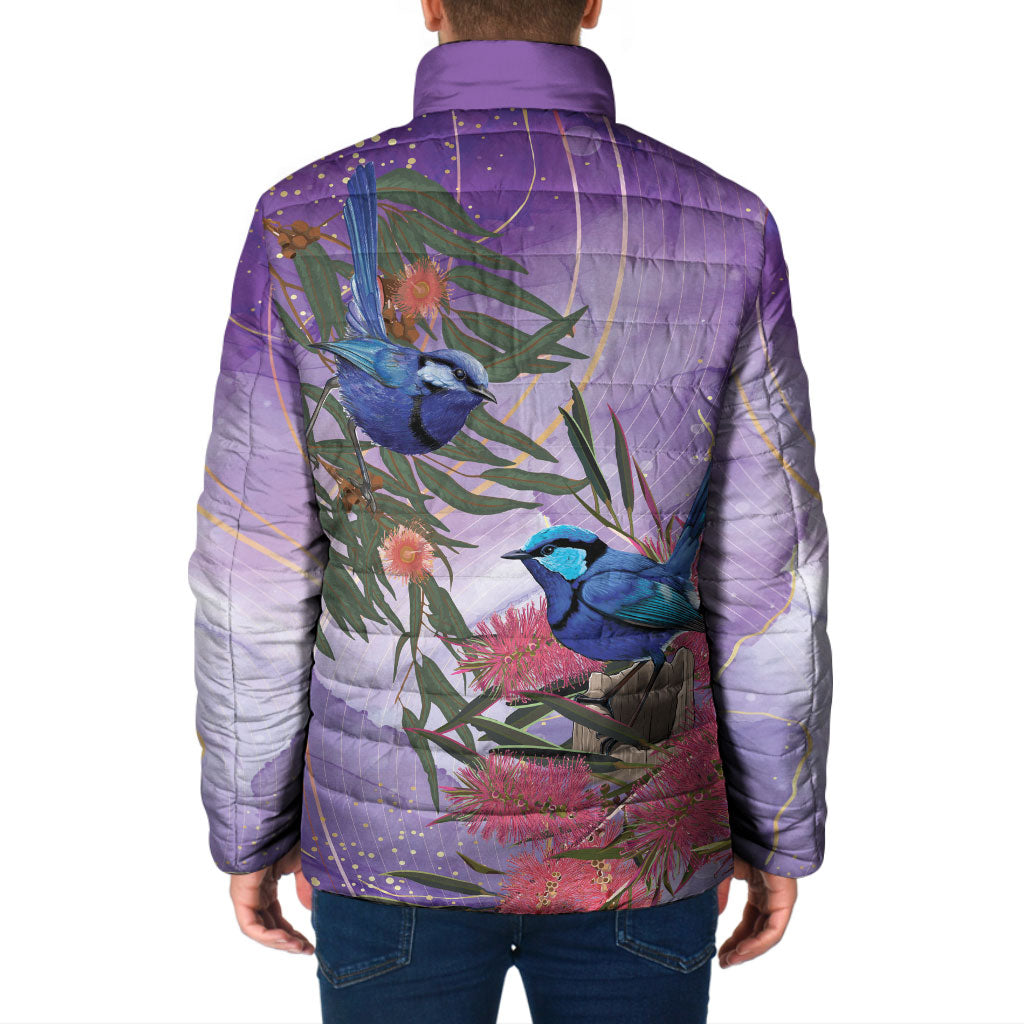 Australia Splendid Fairy Wren on Eucalyptus Padded Jacket Epilepsy Prevention