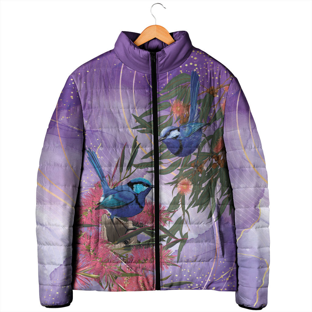 Australia Splendid Fairy Wren on Eucalyptus Padded Jacket Epilepsy Prevention
