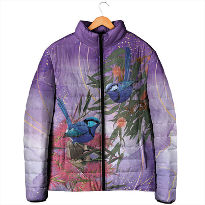 Australia Splendid Fairy Wren on Eucalyptus Padded Jacket Epilepsy Prevention