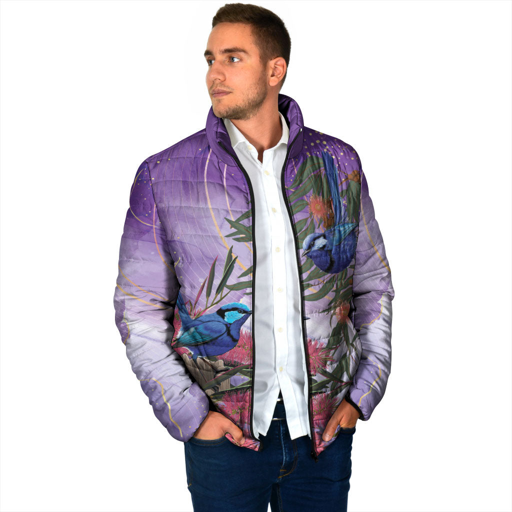 Australia Splendid Fairy Wren on Eucalyptus Padded Jacket Epilepsy Prevention