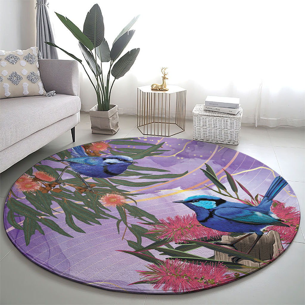 Australia Splendid Fairy Wren on Eucalyptus Round Carpet Epilepsy Prevention