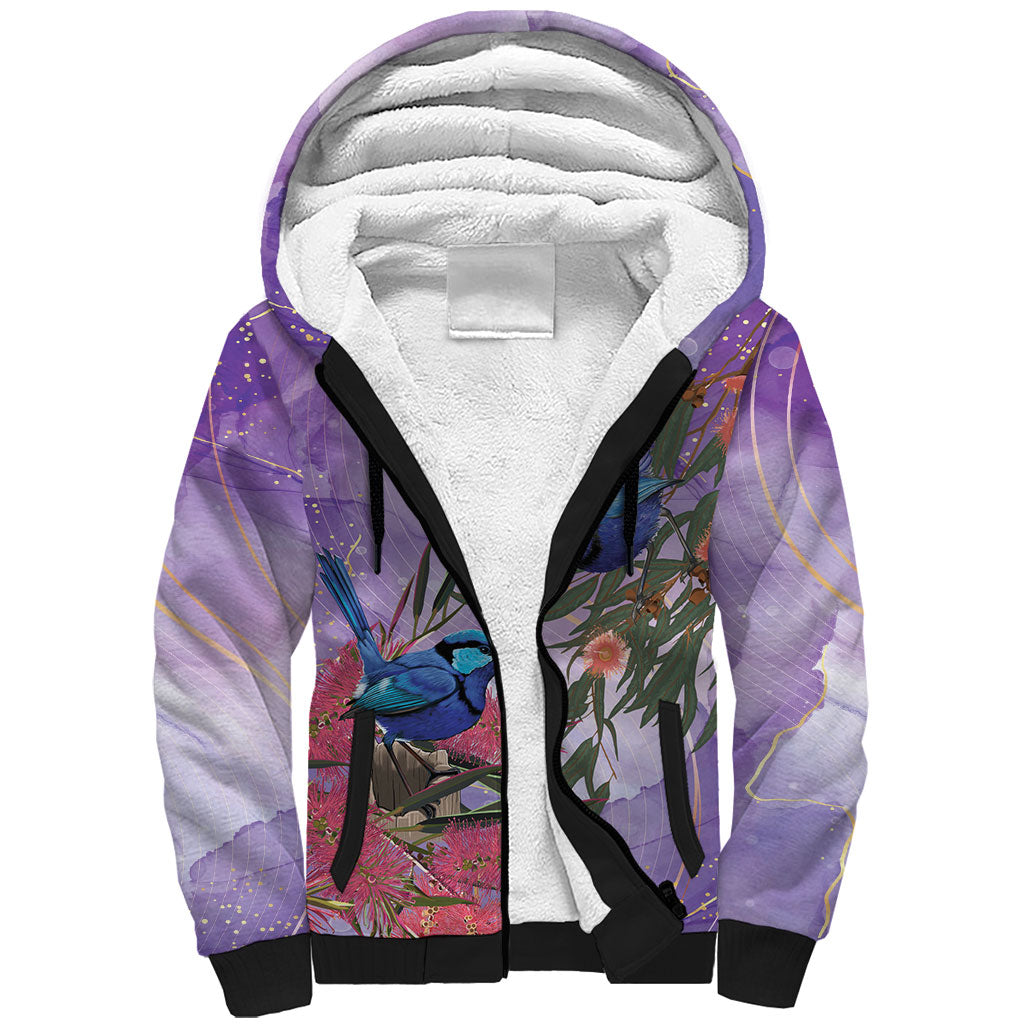Australia Splendid Fairy Wren on Eucalyptus Sherpa Hoodie Epilepsy Prevention