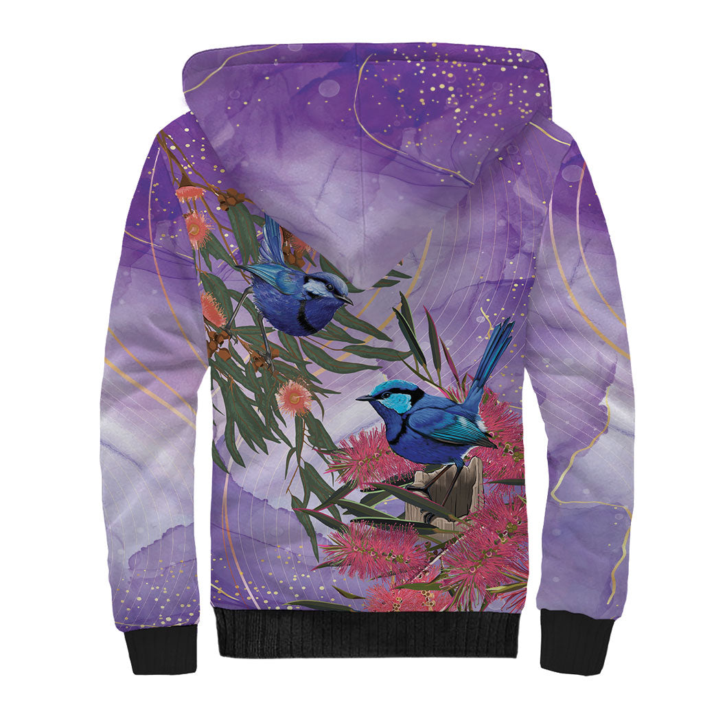 Australia Splendid Fairy Wren on Eucalyptus Sherpa Hoodie Epilepsy Prevention