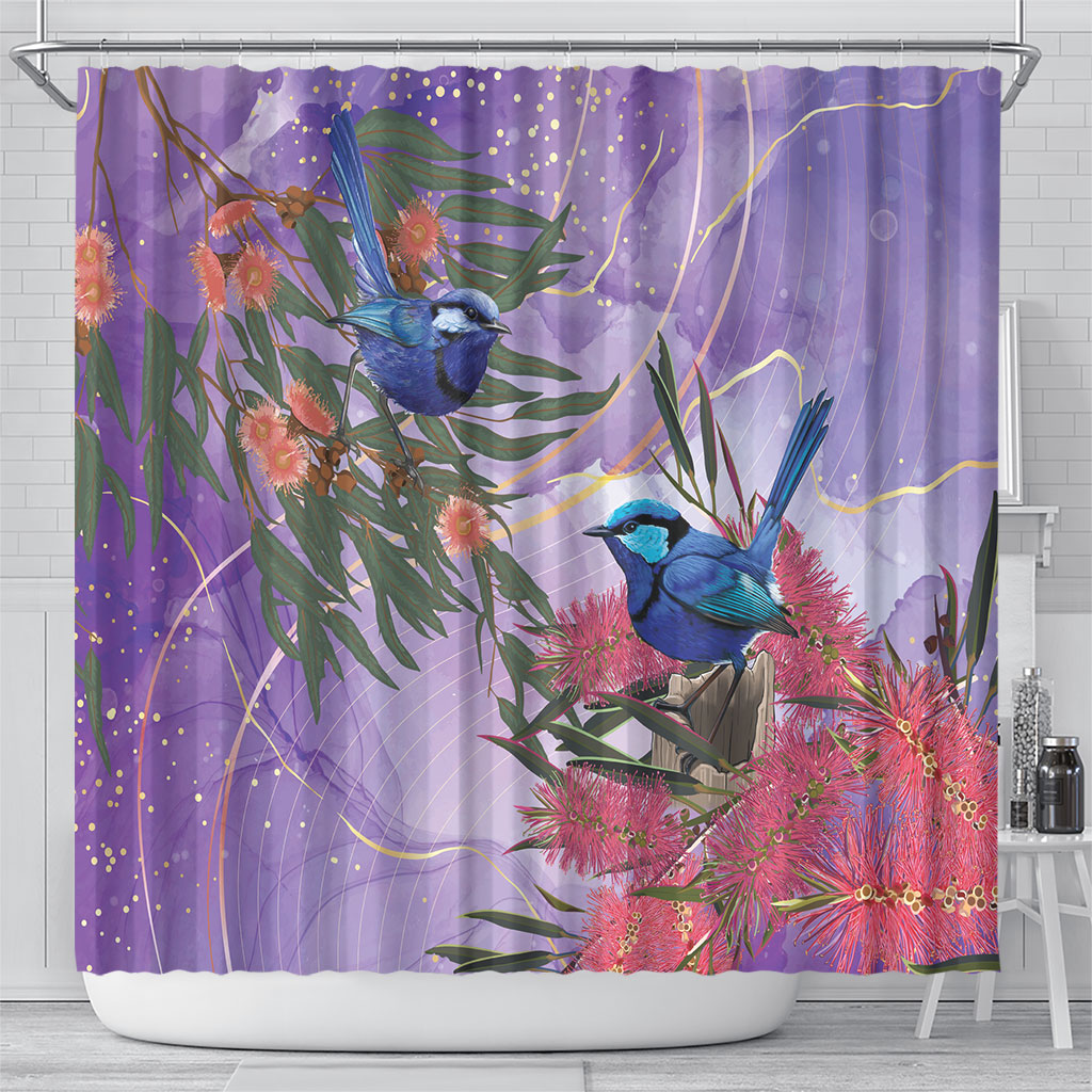 Australia Splendid Fairy Wren on Eucalyptus Shower Curtain Epilepsy Prevention