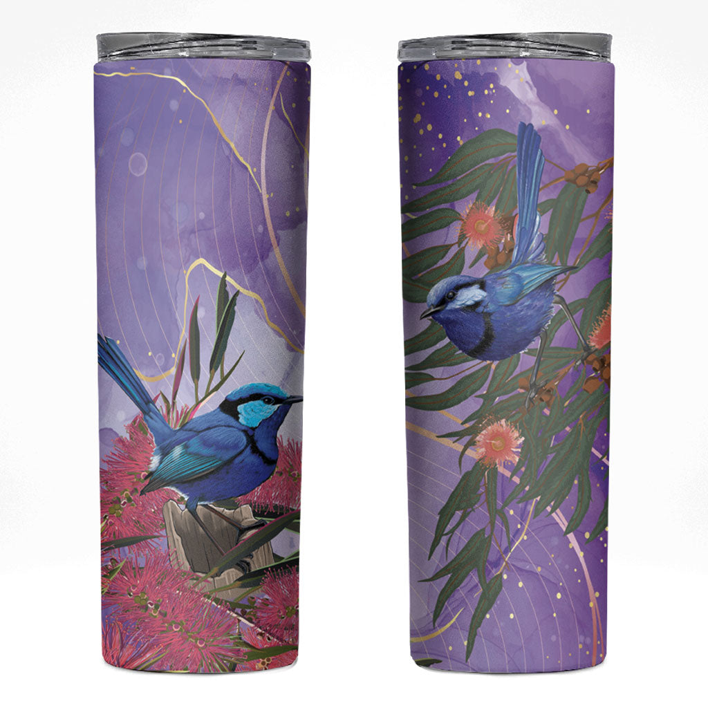 Australia Splendid Fairy Wren on Eucalyptus Skinny Tumbler Epilepsy Prevention