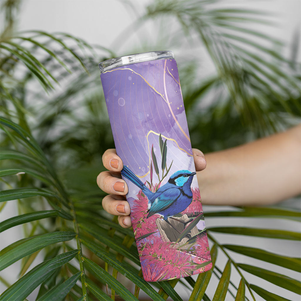 Australia Splendid Fairy Wren on Eucalyptus Skinny Tumbler Epilepsy Prevention