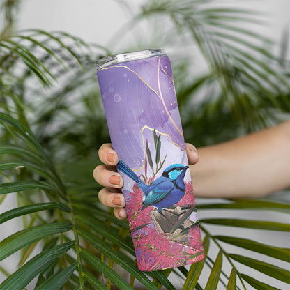 Australia Splendid Fairy Wren on Eucalyptus Skinny Tumbler Epilepsy Prevention