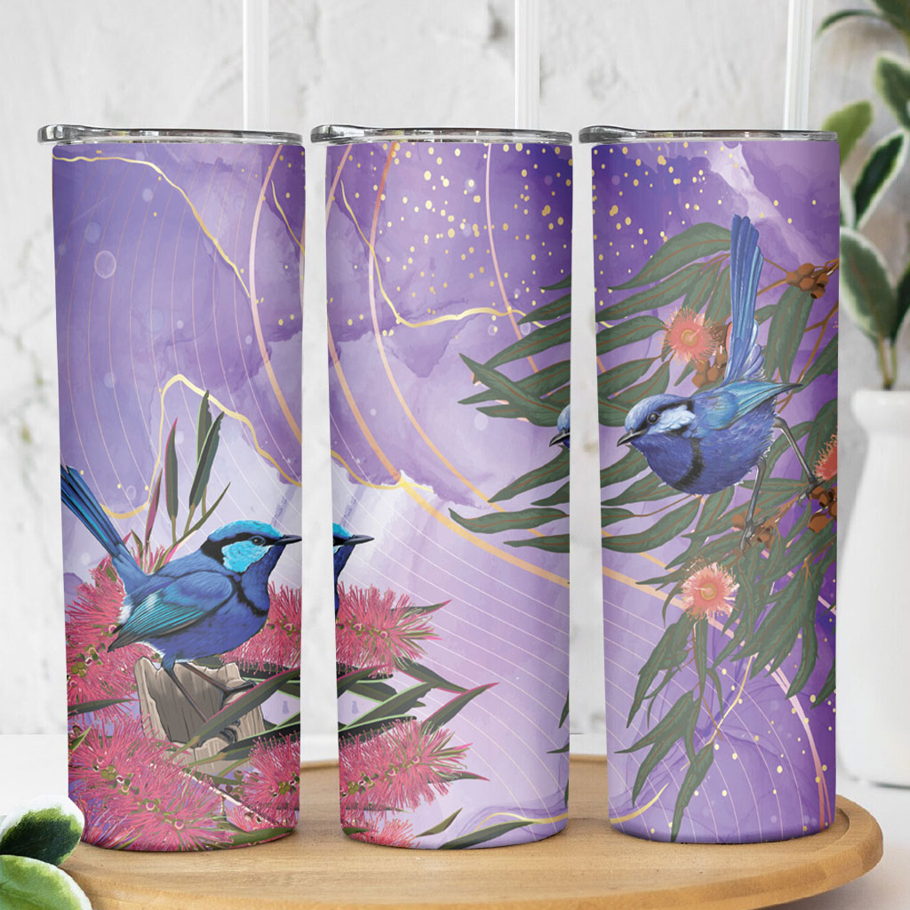 Australia Splendid Fairy Wren on Eucalyptus Skinny Tumbler Epilepsy Prevention