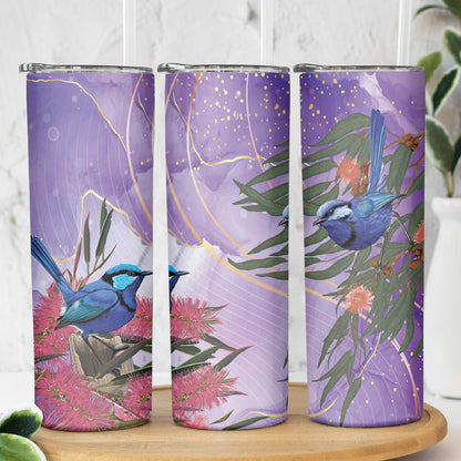 Australia Splendid Fairy Wren on Eucalyptus Skinny Tumbler Epilepsy Prevention
