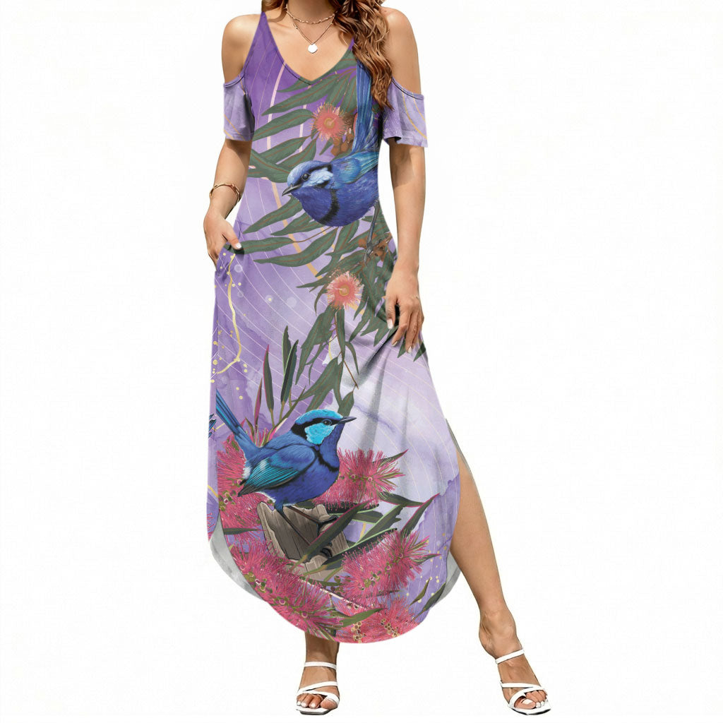 Australia Splendid Fairy Wren on Eucalyptus Summer Maxi Dress Epilepsy Prevention