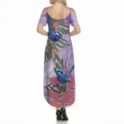 Australia Splendid Fairy Wren on Eucalyptus Summer Maxi Dress Epilepsy Prevention