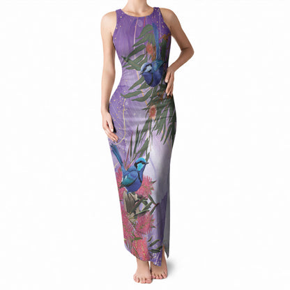 Australia Splendid Fairy Wren on Eucalyptus Tank Maxi Dress Epilepsy Prevention