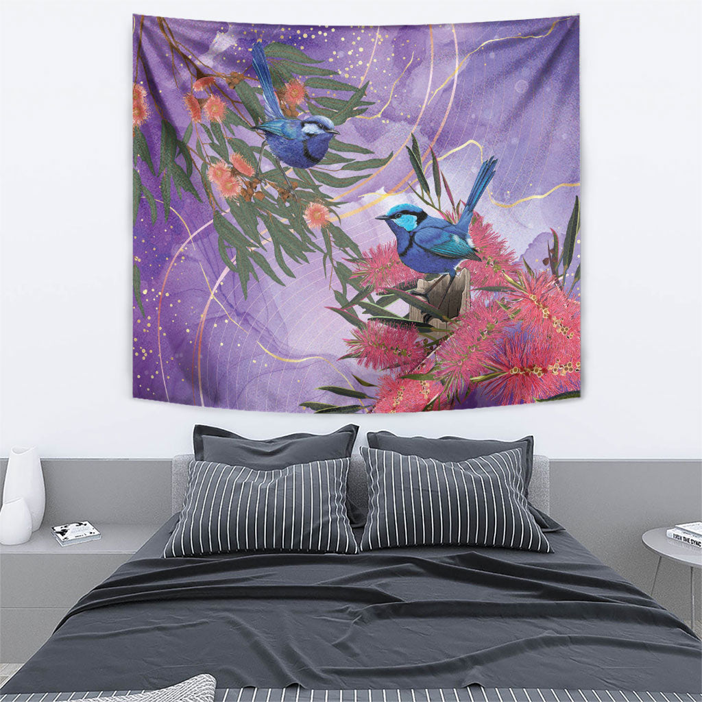 Australia Splendid Fairy Wren on Eucalyptus Tapestry Epilepsy Prevention