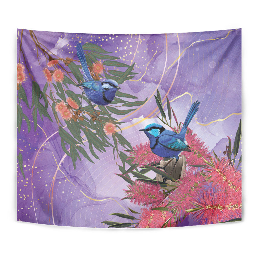 Australia Splendid Fairy Wren on Eucalyptus Tapestry Epilepsy Prevention