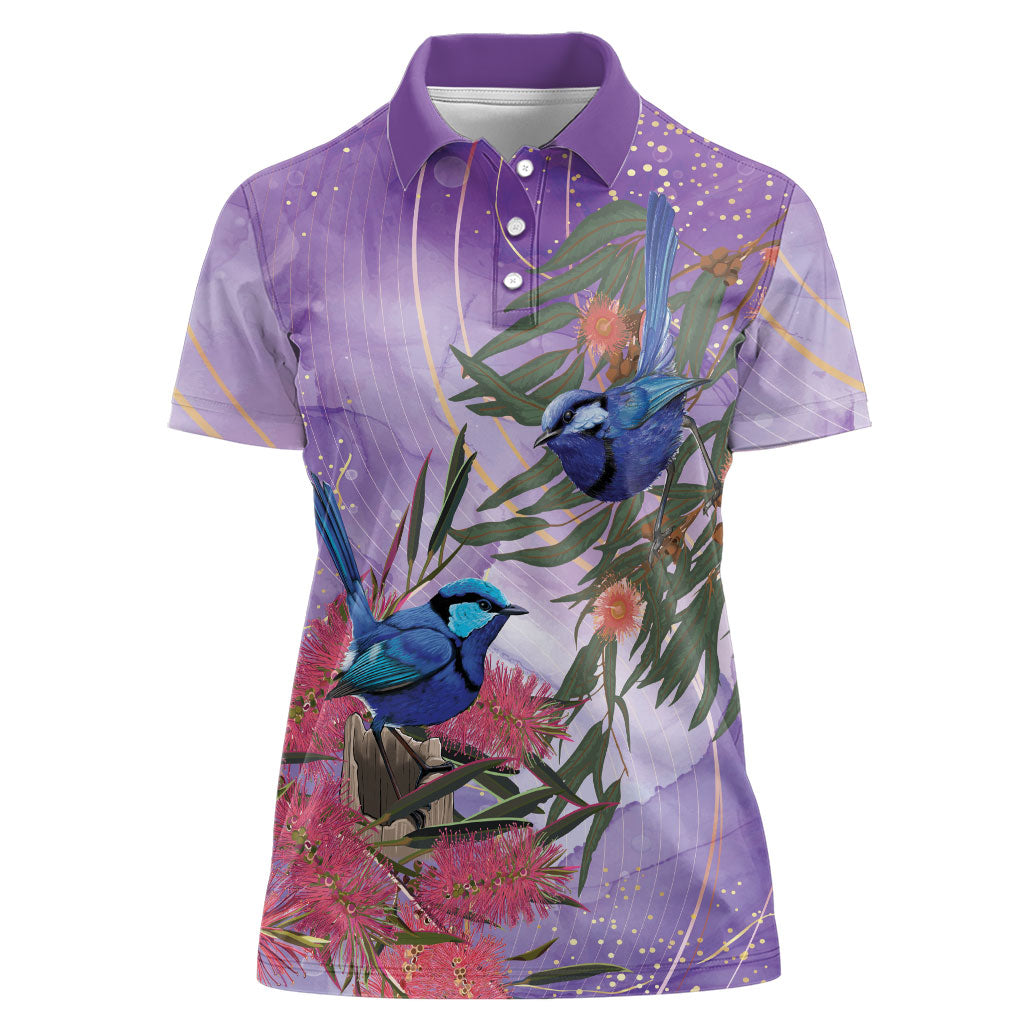 Australia Splendid Fairy Wren on Eucalyptus Women Polo Shirt Epilepsy Prevention