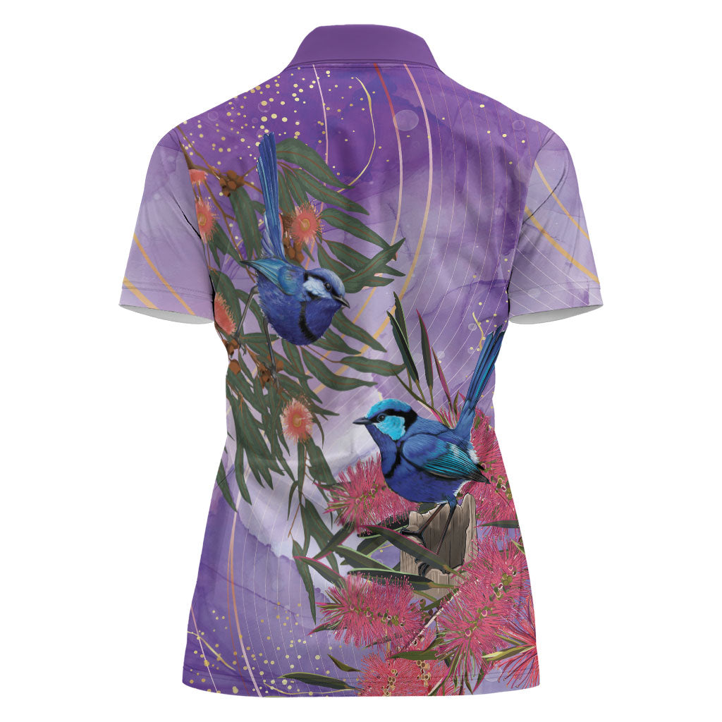 Australia Splendid Fairy Wren on Eucalyptus Women Polo Shirt Epilepsy Prevention