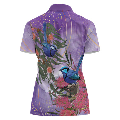 Australia Splendid Fairy Wren on Eucalyptus Women Polo Shirt Epilepsy Prevention