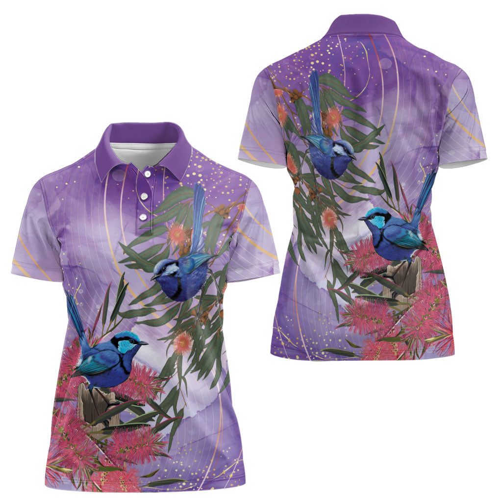 Australia Splendid Fairy Wren on Eucalyptus Women Polo Shirt Epilepsy Prevention