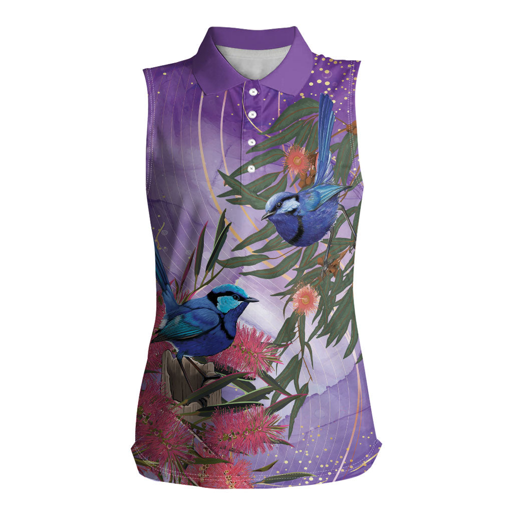 Australia Splendid Fairy Wren on Eucalyptus Women Sleeveless Polo Shirt Epilepsy Prevention