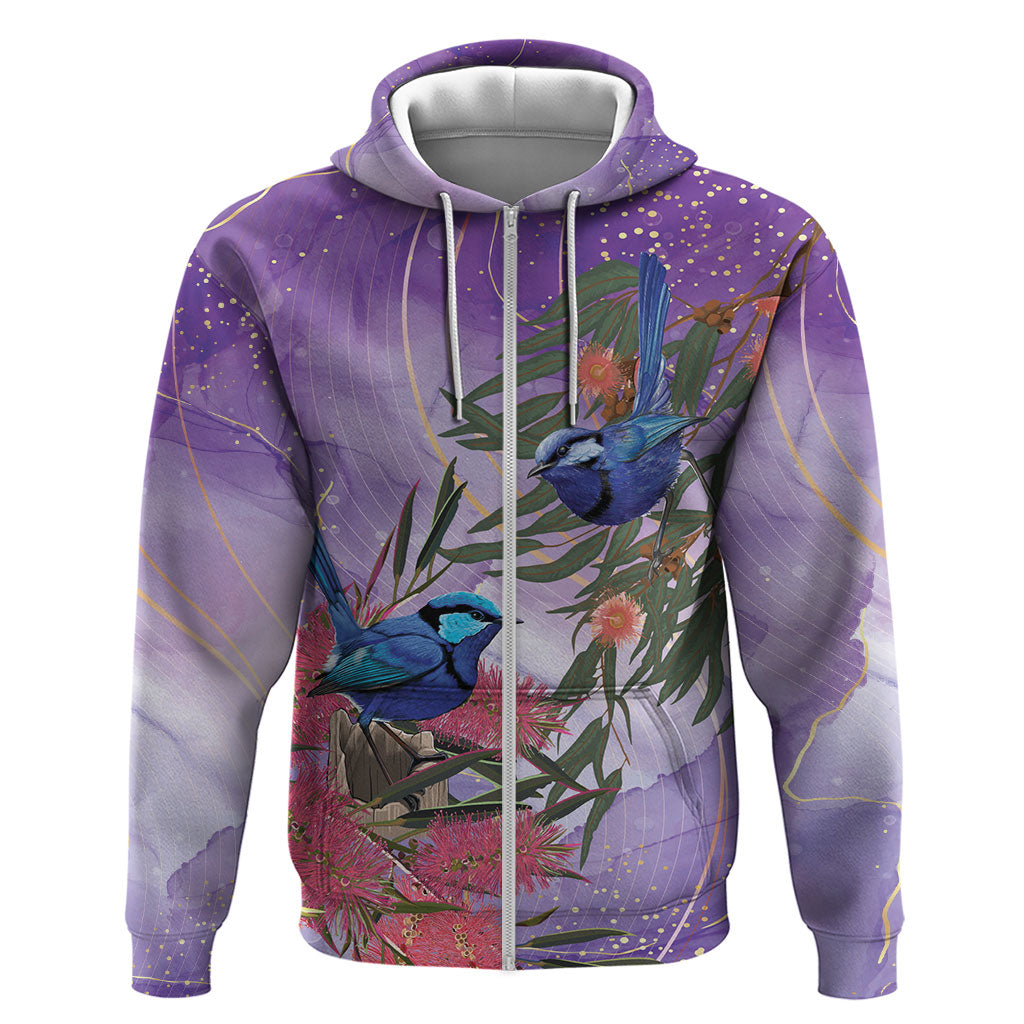 Australia Splendid Fairy Wren on Eucalyptus Zip Hoodie Epilepsy Prevention