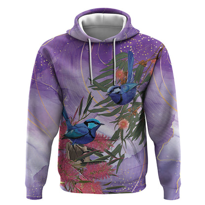Australia Splendid Fairy Wren on Eucalyptus Zip Hoodie Epilepsy Prevention