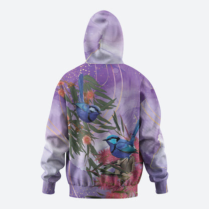 Australia Splendid Fairy Wren on Eucalyptus Zip Hoodie Epilepsy Prevention