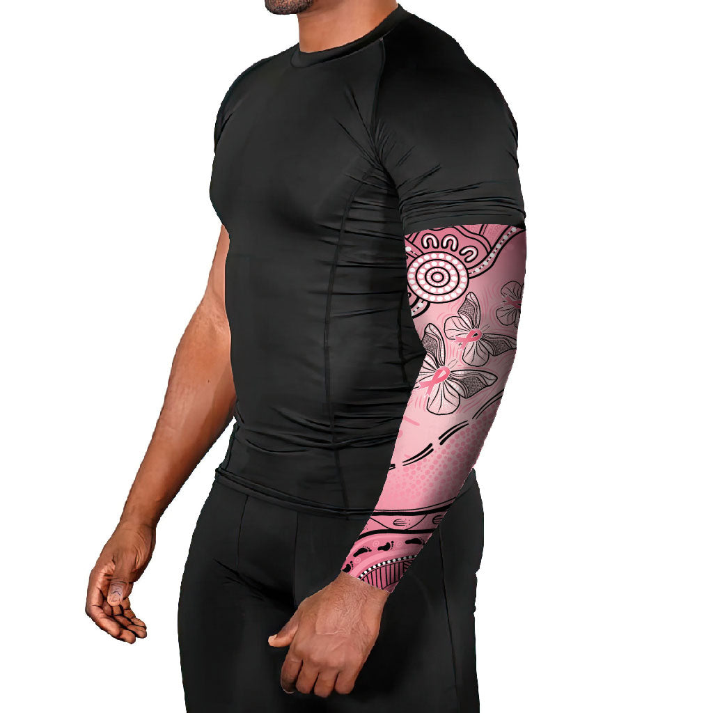 Pink Aboriginal Butterfly Ribbon Cancer Arm Sleeves
