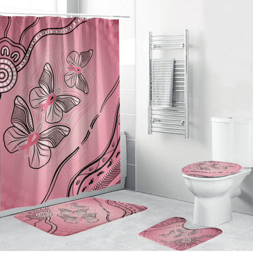 Pink Aboriginal Butterfly Ribbon Cancer Bathroom Set