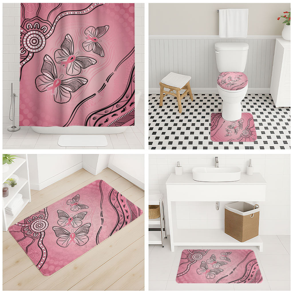 Pink Aboriginal Butterfly Ribbon Cancer Bathroom Set