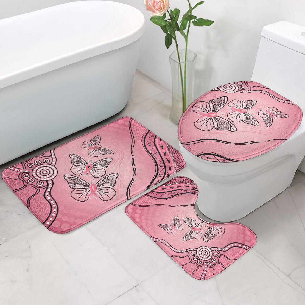 Pink Aboriginal Butterfly Ribbon Cancer Bathroom Set