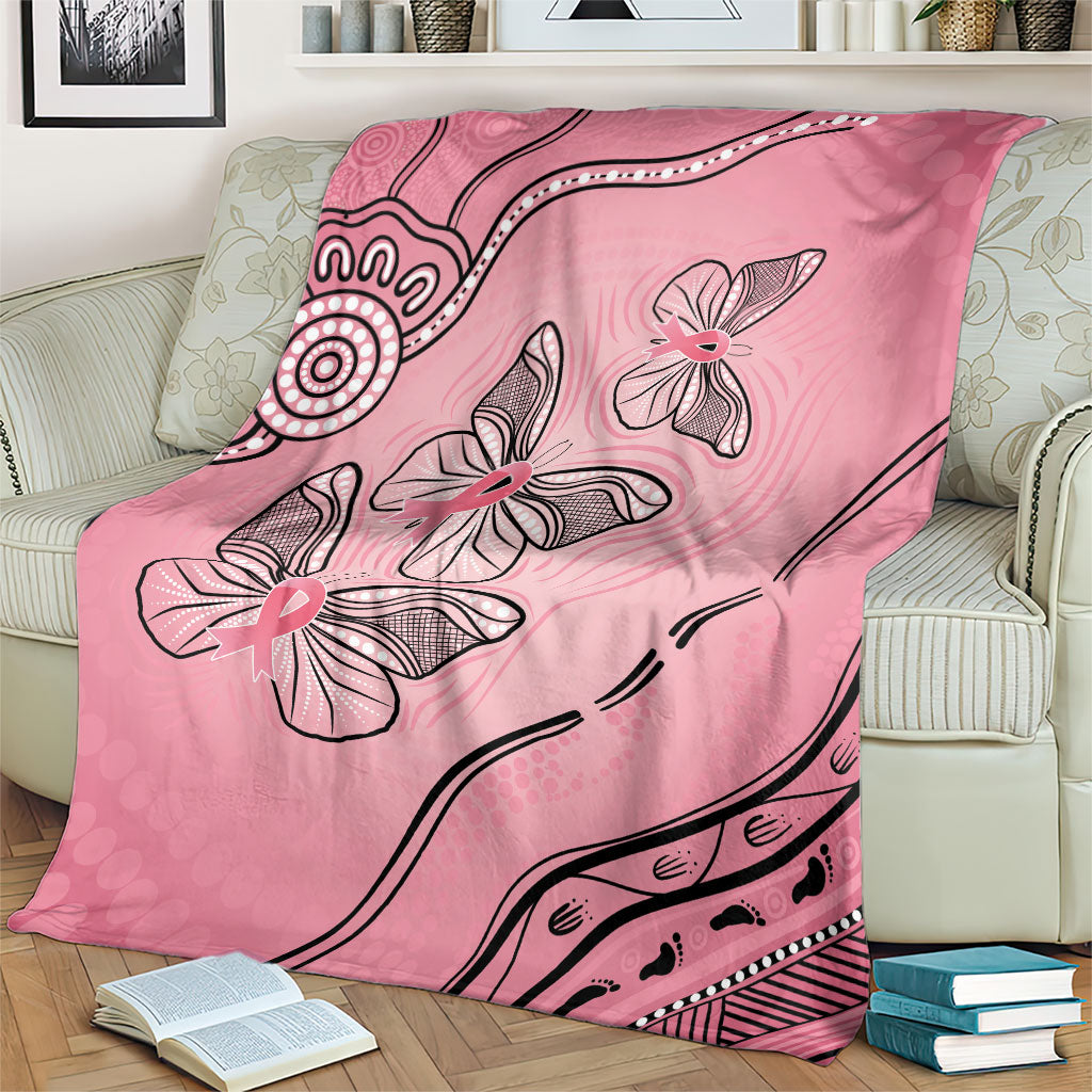 Pink Aboriginal Butterfly Ribbon Cancer Blanket