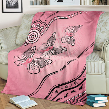 Pink Aboriginal Butterfly Ribbon Cancer Blanket
