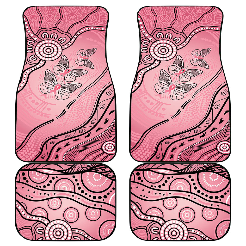 Pink Aboriginal Butterfly Ribbon Cancer Car Mats