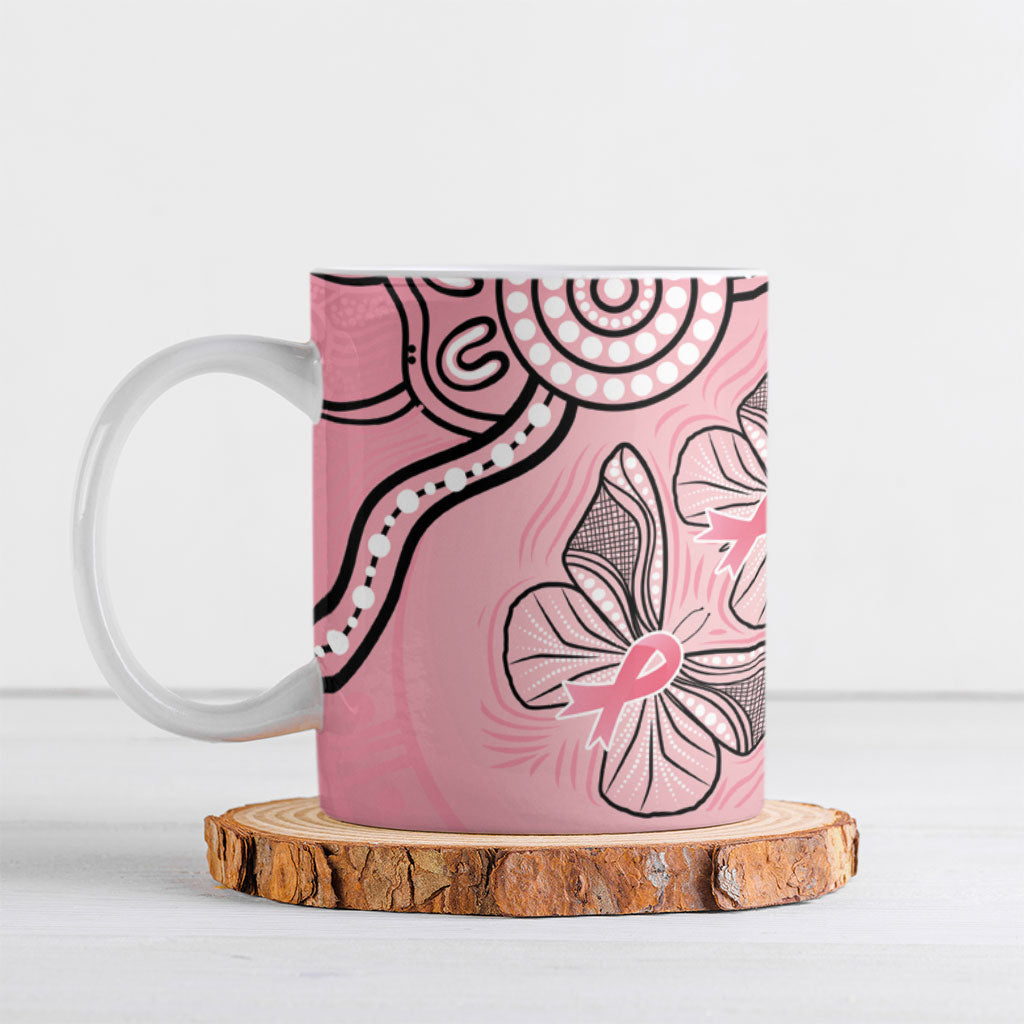 Pink Aboriginal Butterfly Ribbon Cancer Ceramic Mug