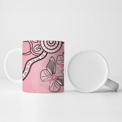 Pink Aboriginal Butterfly Ribbon Cancer Ceramic Mug