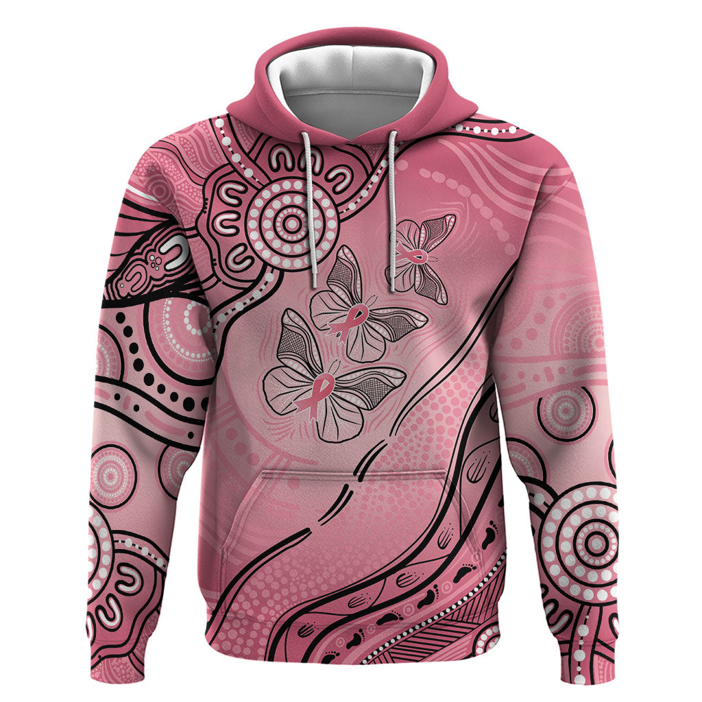 Pink Aboriginal Butterfly Ribbon Cancer Hoodie