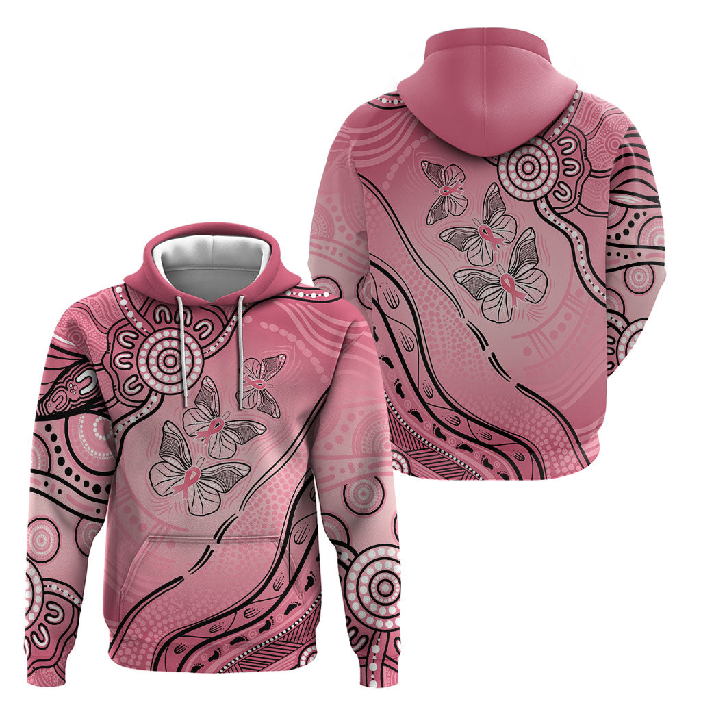 Pink Aboriginal Butterfly Ribbon Cancer Hoodie