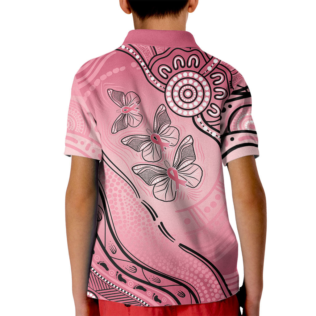 Pink Aboriginal Butterfly Ribbon Cancer Kid Polo Shirt