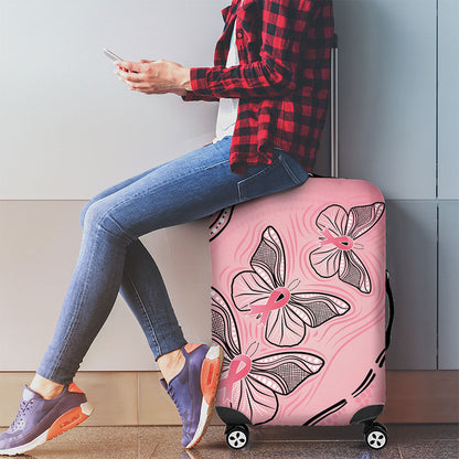 Pink Aboriginal Butterfly Ribbon Cancer Luggage Cover