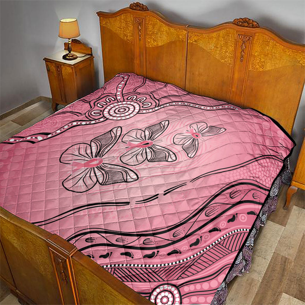 Pink Aboriginal Butterfly Ribbon Cancer Quilt
